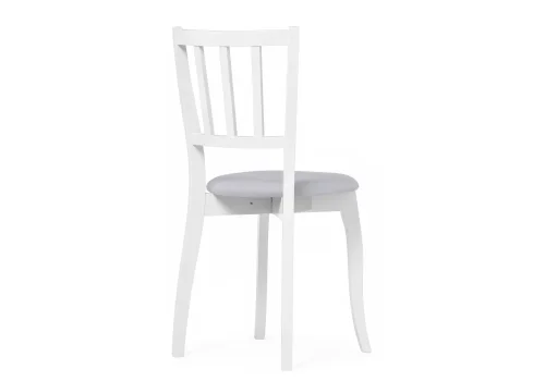 Деревянный стул Айра серый / белый 528929 Woodville, серый/велюр, ножки/массив березы дерево/белый, размеры - ****410*500 фото 4
