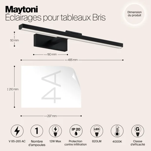 Подсветка для картин LED Bris MIR008WL-L12B4K Maytoni чёрная в стиле современный фото 3