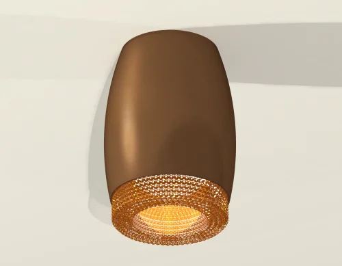 Светильник накладной Techno spot XS1124011 Ambrella light жёлтый коричневый 1 лампа, основание коричневое в стиле современный круглый фото 3