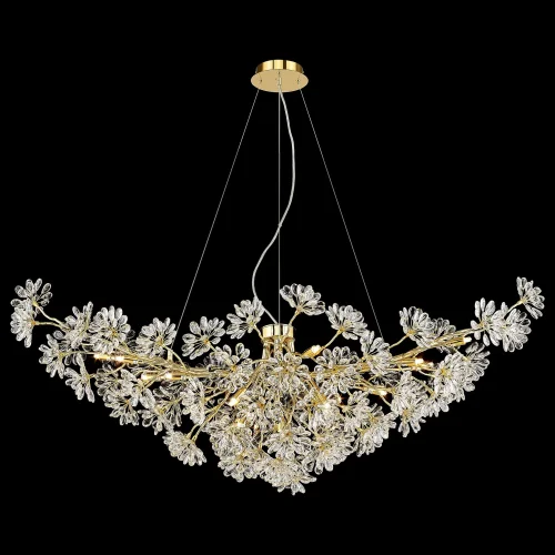 Люстра подвесная Darleen WE191.15.323 Wertmark прозрачная на 15 ламп, основание золотое в стиле флористика классический 