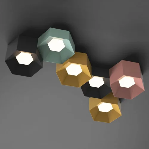 Светильник потолочный HEXAGON A 101669-26 ImperiumLoft зелёный на 3 лампы, основание зелёное в стиле современный фото 17