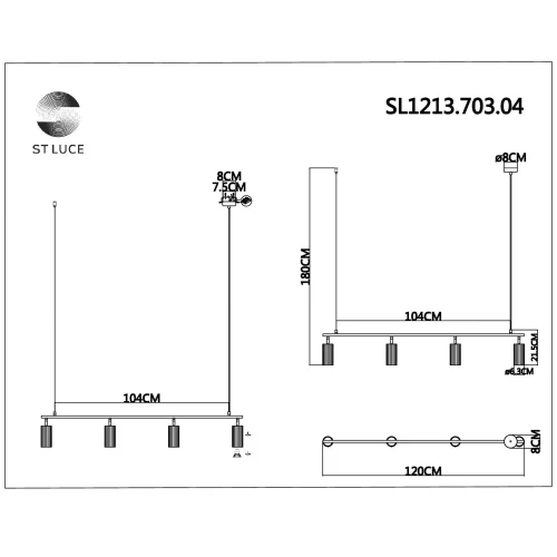 Светильник подвесной Kendo SL1213.703.04 ST-Luce серый 4 лампы, основание серое в стиле минимализм  фото 5