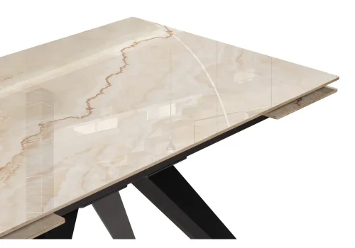 Керамический стол Морсби 140(200)х80х80 butterfly onyx beige / черный 588049 Woodville столешница бежевая из керамика фото 5