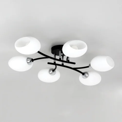 Люстра потолочная Флорида CL148165 Citilux белая на 6 ламп, основание чёрное в стиле современный  фото 5