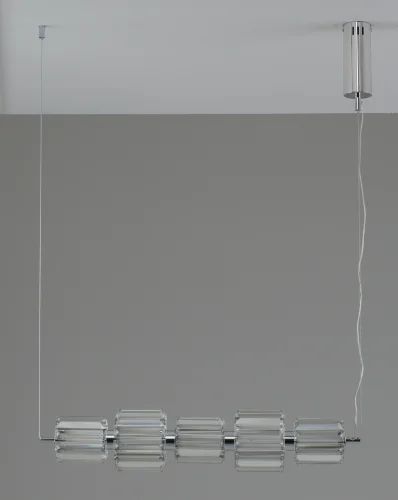 Светильник подвесной LED Prismique V11720-PL Moderli прозрачный на 1 лампу, основание хром в стиле современный линейный Светильник подвесной LED Prismique V11720-PL Moderli прозрачный на 1 лампу, основание хром в стиле современный линейный