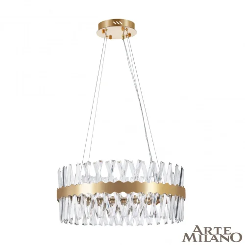 Люстра подвесная LED с пультом AM-Venezia 311096/D600 BS Arte Milano прозрачная на 1 лампу, основание латунь в стиле современный кольца с пультом фото 3