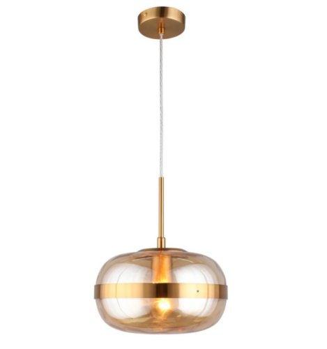 Светильник подвесной Gabriela APL.305.16.01 Aployt янтарный 1 лампа, основание бронзовое в стиле современный выдувное