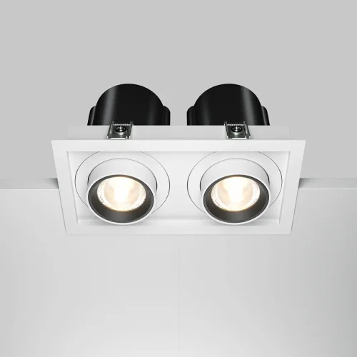Светильник точечный LED Hidden DL095-02-10W3K-W Maytoni белый на 2 лампы, основание белое в стиле хай-тек современный прямоугольный фото 2
