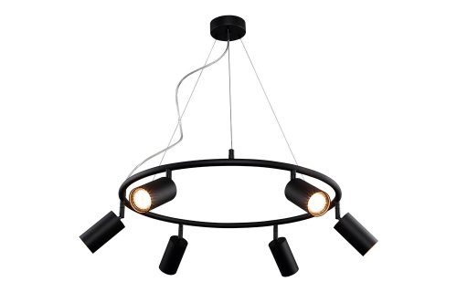 Светильник подвесной RIVO SP6 BL Crystal Lux чёрный на 6 ламп, основание чёрное в стиле минимализм 