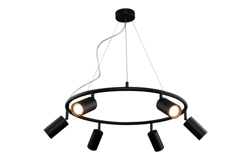 Светильник подвесной RIVO SP6 BL Crystal Lux чёрный на 6 ламп, основание чёрное в стиле минимализм Светильник подвесной RIVO SP6 BL Crystal Lux чёрный на 6 ламп, основание чёрное в стиле минимализм