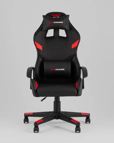 Кресло спортивное TopChairs Warden, черно-красный УТ000039484 Stool Group, чёрный/экокожа, ножки/полимер/чёрный, размеры - 1145*1245***500*470 фото 4