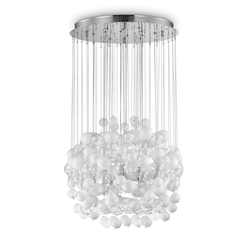 Люстра подвесная BOLLICINE SP14 BIANCO Ideal Lux белая на 73969 ламп, основание хром в стиле современный 