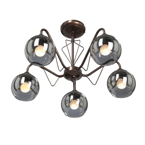 Люстра потолочная V3951-7/5PL Vitaluce чёрная серая на 5 ламп, основание бронзовое в стиле арт-деко шар фото 3
