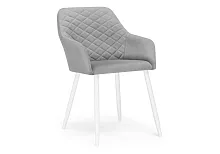 Кресло Стив светло-серый / белый 570172 Woodville, серый/велюр, ножки/металл/белый, размеры - ****520*680