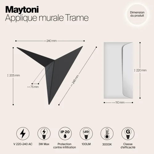 Бра LED Trame C808WL-L3B Maytoni чёрный на 1 лампу, основание чёрное в стиле современный фото 10