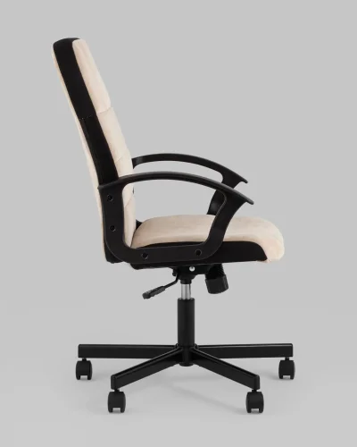 Кресло компьютерное TopChairs ST-TRACER (Спинка и сиденье песочная ткань Light-21) УТ000036642 Stool Group, бежевый/велюр, ножки/металл/чёрный, размеры - ***** фото 3