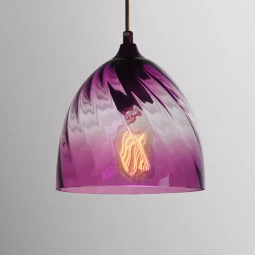 Светильник подвесной CL RIB D Purple 219470-26 ImperiumLoft розовый фиолетовый 1 лампа, основание чёрное в стиле современный выдувное