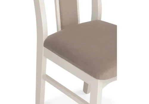 Деревянный стул Гроджин бежевый / молочный 528933 Woodville, бежевый/велюр, ножки/массив березы дерево/молочный, размеры - ****420*500 фото 6