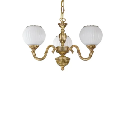 Люстра подвесная  L 9350/3 Reccagni Angelo белая на 3 лампы, основание золотое в стиле классический  фото 2