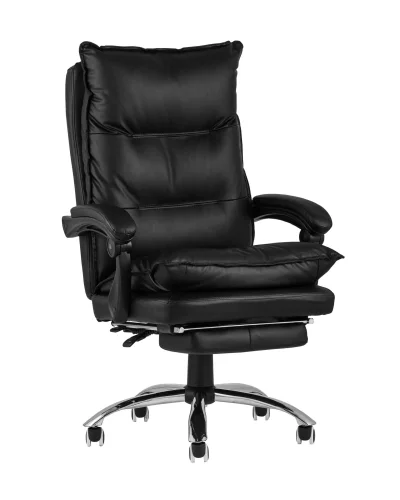 Кресло руководителя TopChairs Alpha, черное УТ000001954 Stool Group, чёрный/экокожа, ножки/металл/хром, размеры - ****720*720