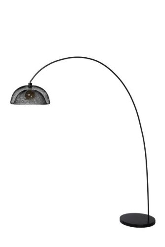 Торшер лофт Mesh 30773/01/30 Lucide изогнутый чёрный 1 лампа, основание чёрное в стиле лофт
