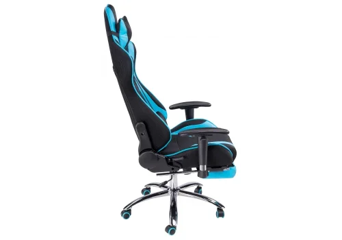 Кресло игровое Kano 1 light blue / black 11909 Woodville, голубой/искусственная кожа ткань, ножки/металл/хром, размеры - *1370***660*700 фото 4