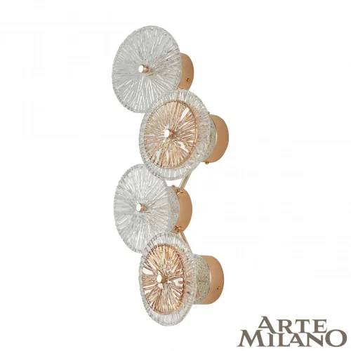 Бра LED AM-1252B 4.1252B.D250.H500.LED G Arte Milano прозрачный янтарный на 1 лампу, основание золотое в стиле современный 