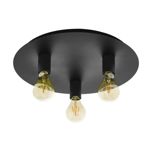 Светильник потолочный Passano 1 98156 Eglo без плафона 3 лампы, основание чёрное в стиле лофт 