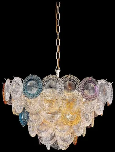 Люстра подвесная хрустальная Brigitta WE140.18.303 Wertmark разноцветная прозрачная на 18 ламп, основание золотое в стиле классический 