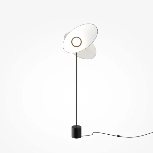 Торшер LED Evolution MOD396FL-L10W3K Maytoni белый на 1 лампу, основание чёрное в стиле современный хай-тек 