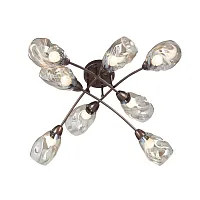 Люстра потолочная V4925-7/8PL Vitaluce янтарная на 8 ламп, основание бронзовое в стиле арт-деко 