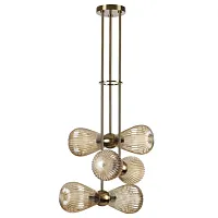 Светильник подвесной Elica 5402/6 Odeon Light янтарный 6 ламп, основание золотое в стиле современный выдувное