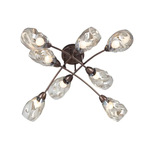 Люстра потолочная V4925-7/8PL Vitaluce янтарная на 8 ламп, основание бронзовое в стиле арт-деко 