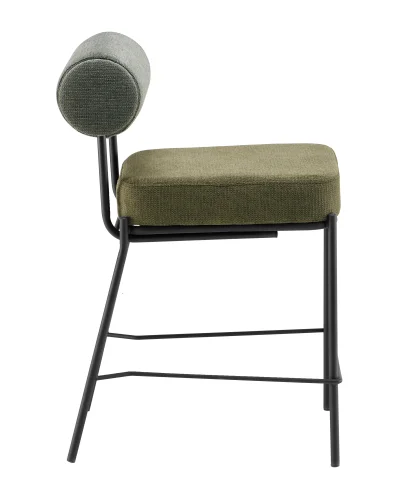 Стул полубарный Ponpoun, зелёный УТ000040469 Stool Group, зелёный/шенилл, ножки/металл/чёрный, размеры - *910***520*635 фото 3