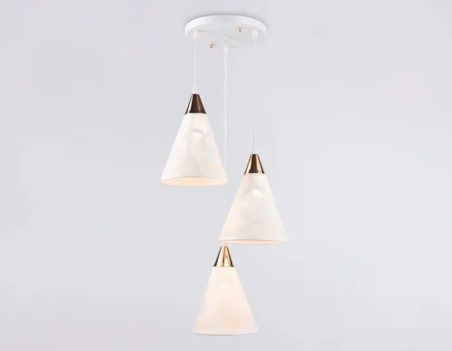 Светильник подвесной TR8433 Ambrella light белый 3 лампы, основание белое в стиле кантри прованс современный каскад фото 5