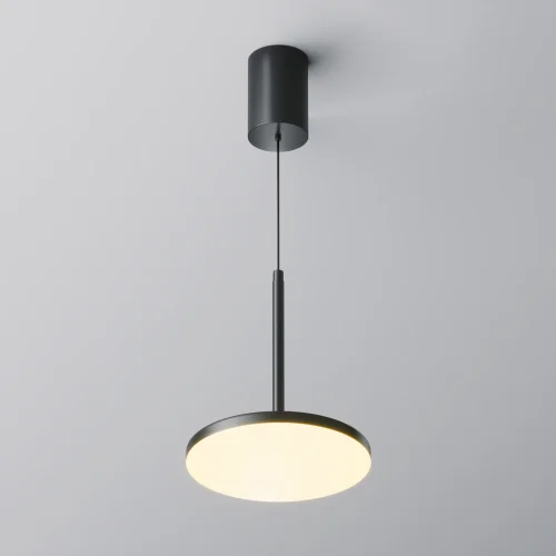 Светильник подвесной LED Plato P076PL-L12W3K-B Maytoni белый 1 лампа, основание чёрное в стиле современный хай-тек  фото 3