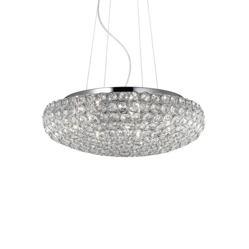 Люстра хрустальная KING SP7 CROMO Ideal Lux прозрачная на 7 ламп, основание хром в стиле современный 