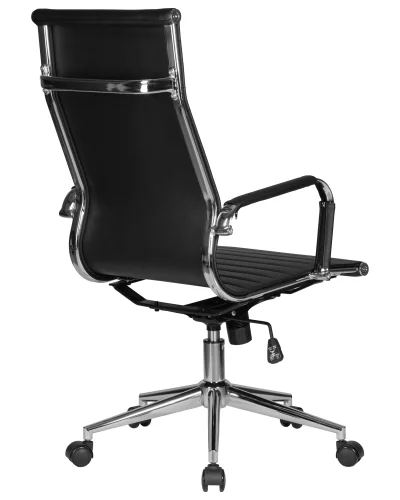 Офисное кресло для руководителей  101B-LMR CLARK SIMPLE, цвет чёрный Dobrin, чёрный/экокожа, ножки/металл/хром, размеры - 1090*1150***680*680 фото 4