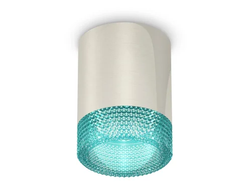 Светильник накладной Techno spot XS6305011 Ambrella light голубой серебряный 1 лампа, основание серебряное в стиле современный круглый