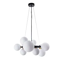 Люстра подвесная Gemini A2243SP-10BK Arte Lamp белая на 10 ламп, основание чёрное в стиле современный шар