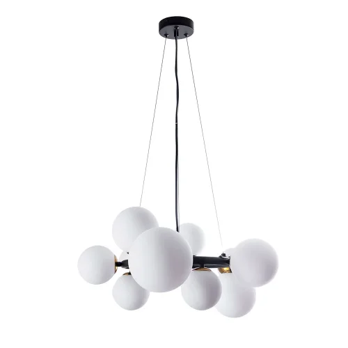 Люстра подвесная Gemini A2243SP-10BK Arte Lamp белая на 10 ламп, основание чёрное в стиле современный шар