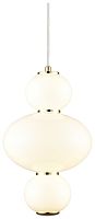 Светильник подвесной LED 244-326-03 Velante белый 1 лампа, основание золотое в стиле современный шар