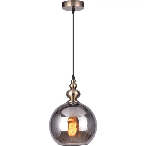 Светильник подвесной Delphia TL1220H-01SM Toplight чёрный серый 1 лампа, основание чёрное в стиле современный лофт шар