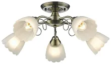 Люстра потолочная 708-507-05 Velante белая на 5 ламп, основание бронзовое в стиле классический 
