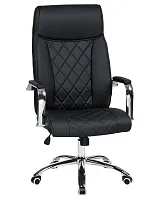 Офисное кресло для руководителей 110B-LMR HARRY, цвет чёрный Dobrin, чёрный/экокожа, ножки/металл/хром, размеры - 1150*1230***670*720