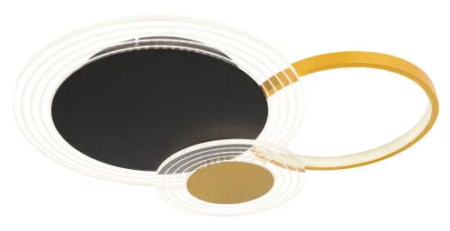 Светильник потолочный LED Senna 67261-36 Globo золотой 1 лампа, основание чёрное в стиле хай-тек минимализм кольца
