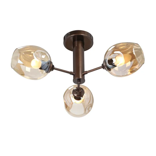 Люстра потолочная V3956-7/3PL Vitaluce бежевая на 3 лампы, основание бронзовое в стиле арт-деко  фото 3