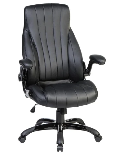Офисное кресло для руководителей 112B-LMR WARREN, цвет чёрный Dobrin, чёрный/экокожа, ножки/металл/чёрный, размеры - 1140*1210***720*810