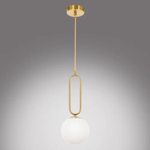 Светильник подвесной Pierre MR1160-1P MyFar белый 1 лампа, основание золотое в стиле современный лофт шар фото 6