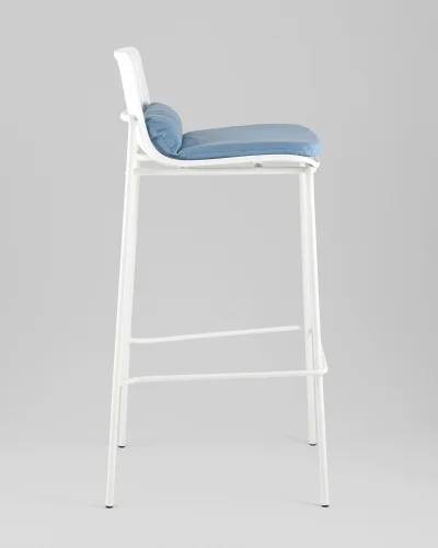 Стул барный Louran с подушкой, белый УТ000040189 Stool Group, голубой/экокожа, ножки/металл/белый, размеры - ***** фото 3